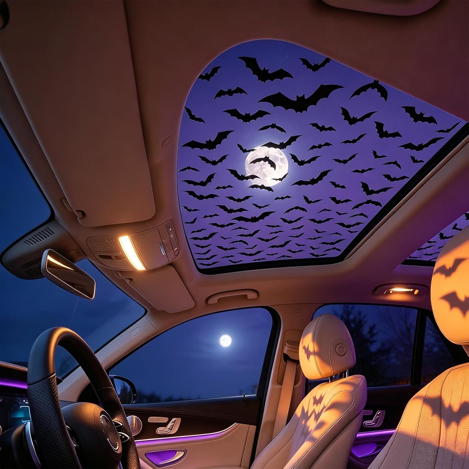 Spider Web Halloween Decoration - Autostickers voor het zonnedak, Halloween-thema, gotische