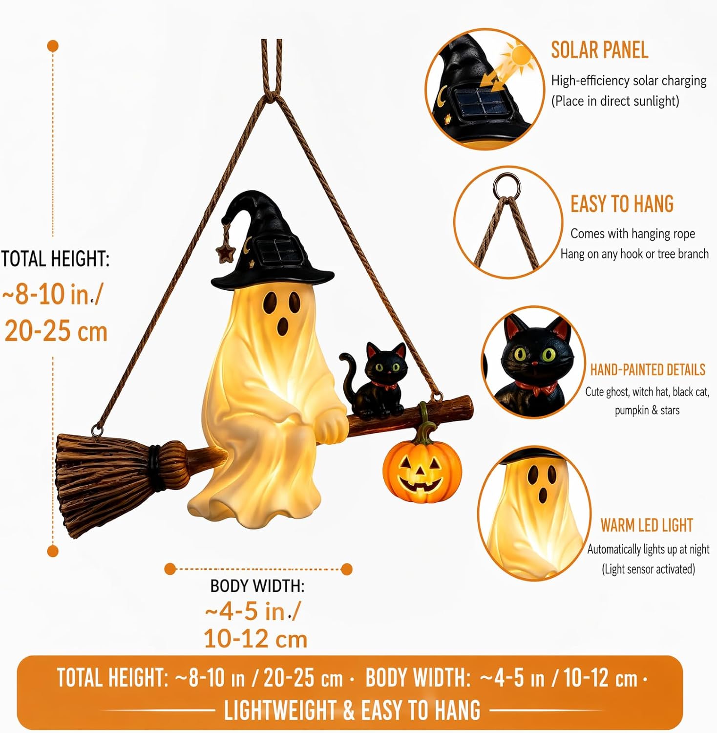 Pumpkin Lantern Halloween - Solar Ghost Kroonluchter Halloween Lantaarn Hars