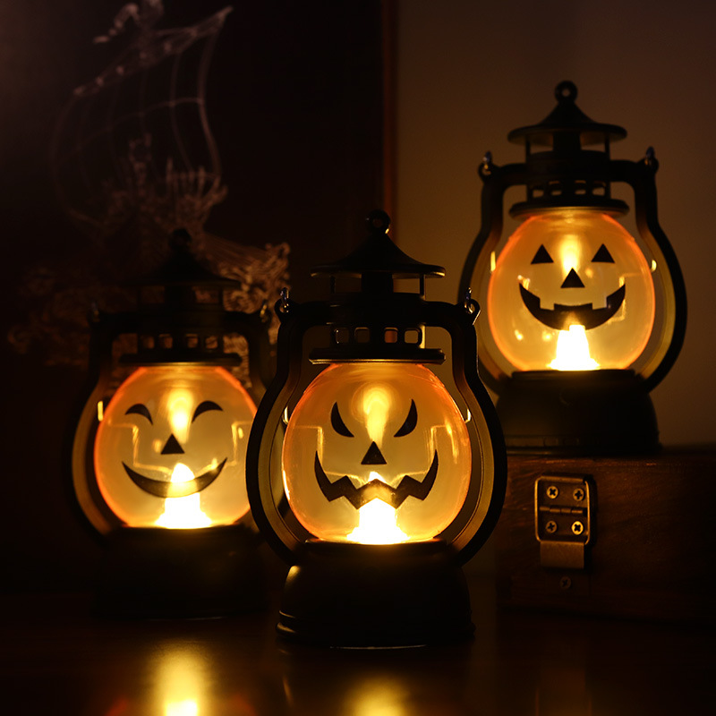 Pumpkin Lantern Halloween - Halloween-pompoenlantaarn, vintage hangende lantaarns, LED-lamp, elektronische