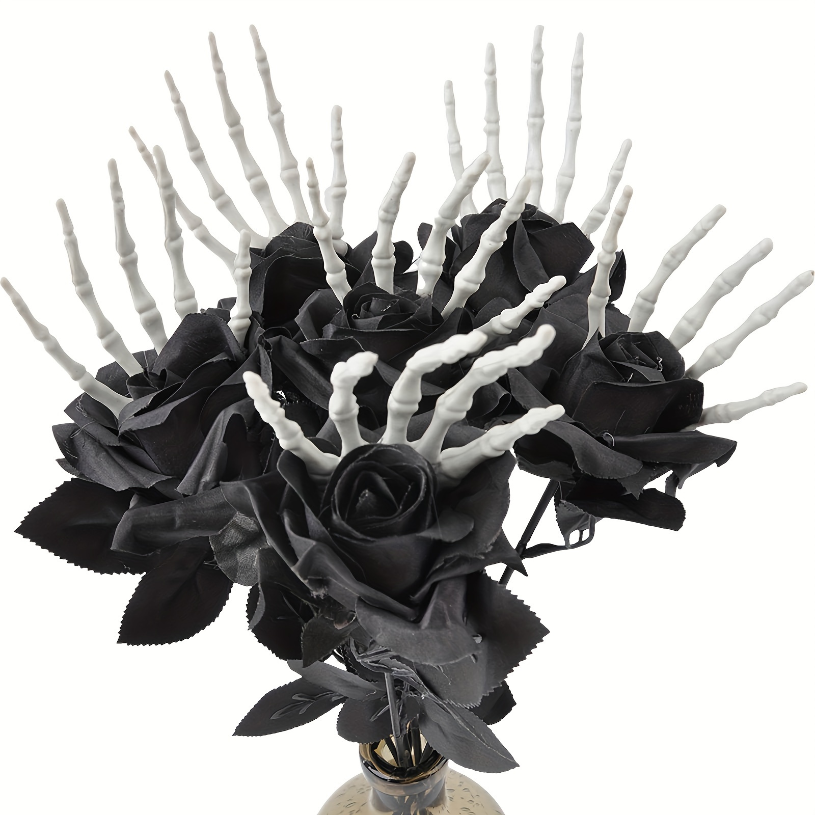 Halloween Skeleton Decoration - Plastic Zwarte Kunstmatige Rozen Met Skelet