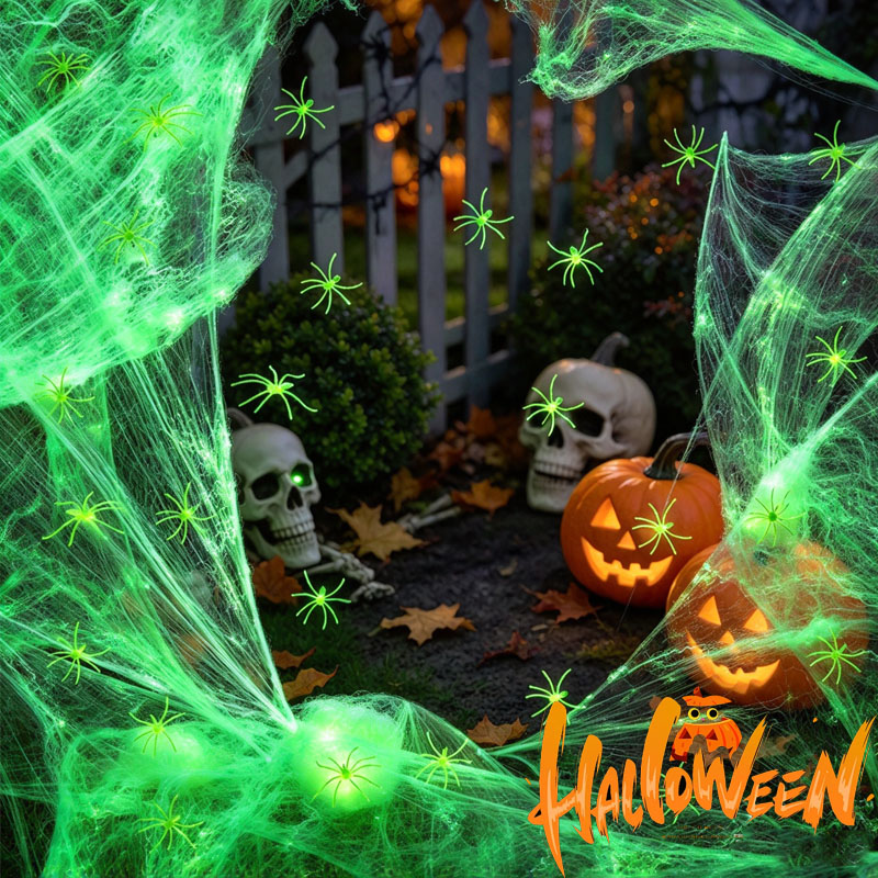 Spider Web Halloween Decoration - 1-5 sets Halloween Glow in the