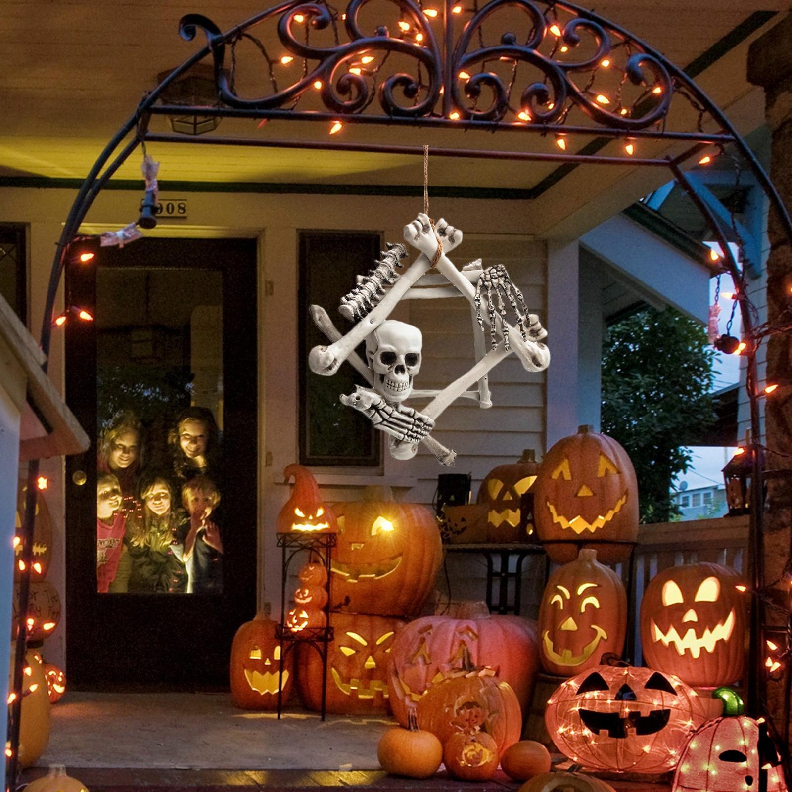 Halloween schedelkrans Gotisch - Halloween Skeleton Decoration recensie en prijs