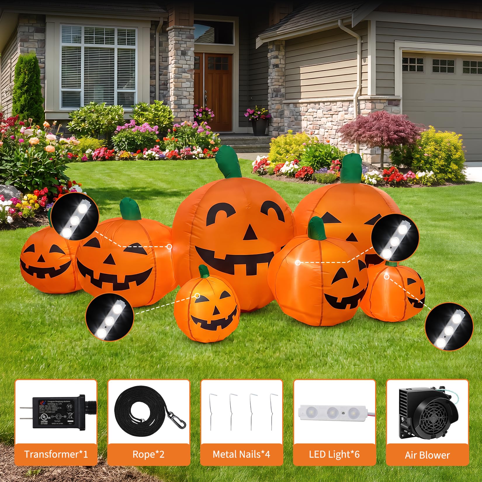 7,5 FT gigantische opblaasbare - Halloween Pumpkin Decor Led recensie en prijs