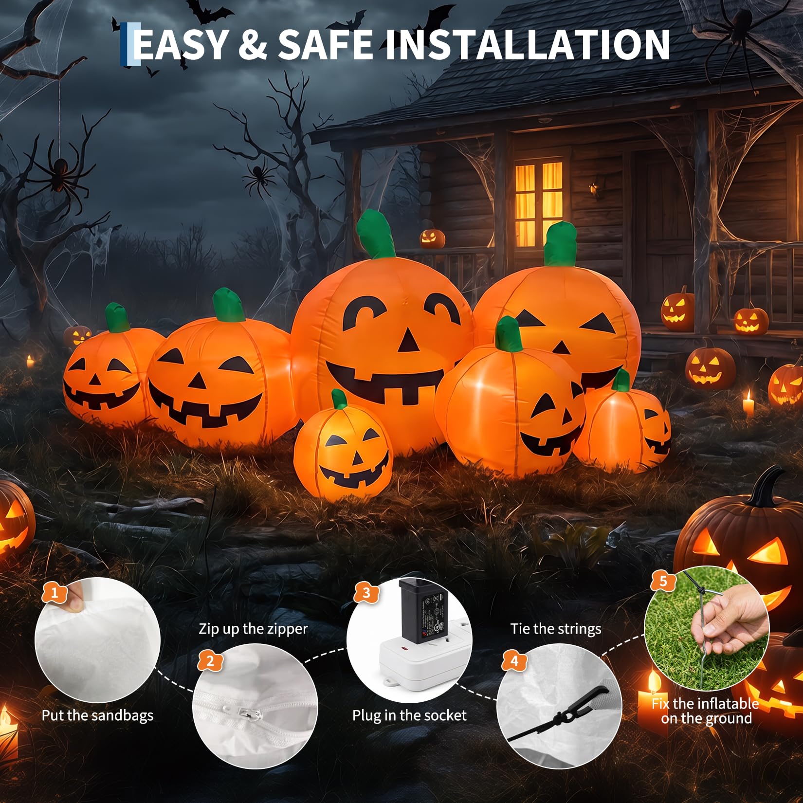 7,5 FT gigantische opblaasbare - Halloween Pumpkin Decor Led recensie en prijs